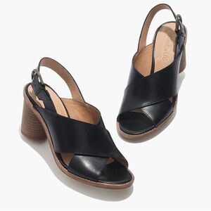 Madewell Ruthie Crisscross High-Heel Black Leather Sandals